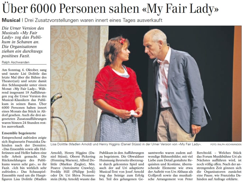 My fair Lady - Bericht UW